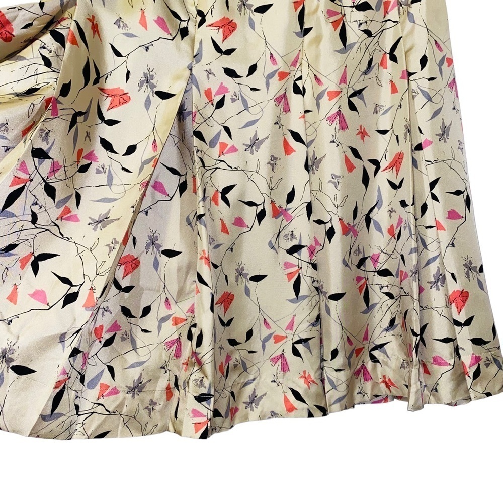 Albert Nipon Boutique 100% Silk Multicolored Printed Pleated Skirt Size 6 - Picture 5 of 8